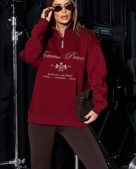 100 Світшот з короткою блискавкою утеплений з вишивкою